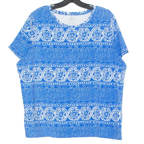 Talbots Womens Top Boho Coastal Grandma Cottage Feminine Boxy Blue 2X Petite - Picture 1 of 5